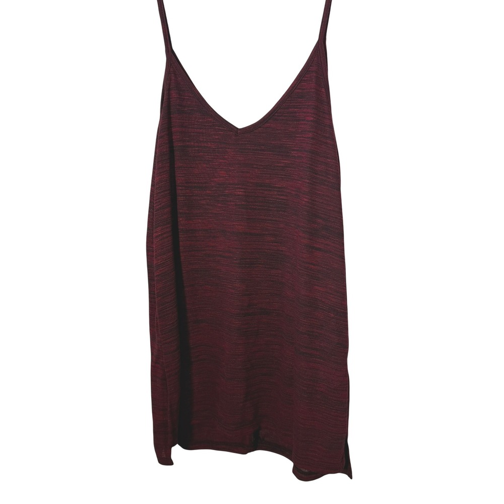Cotton On Cami Tank Top Womens Medium Burgundy Space Dye V-Neck Slit